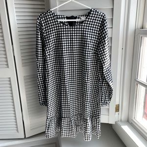 J CREW gingham dress with back tie detail